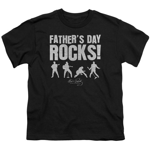 Elvis Presley Fathers Day Rocks Kids Youth T Shirt Black