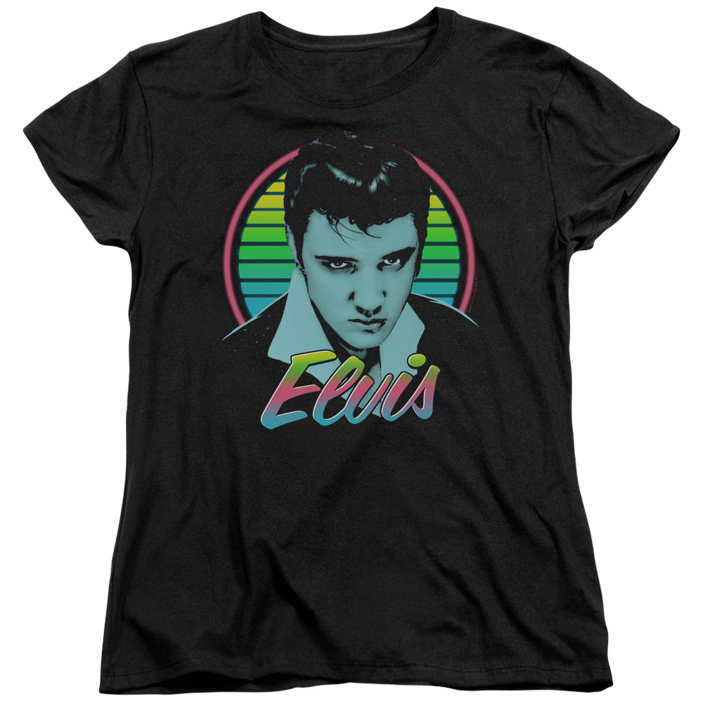 Elvis Presley Neon King Womens T Shirt Black