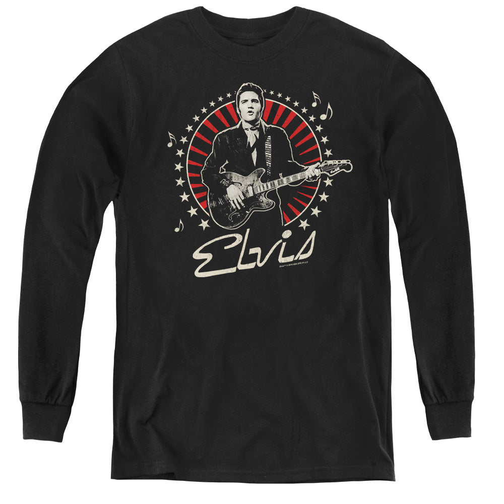 Elvis Presley Stars Long Sleeve Kids Youth T Shirt Black