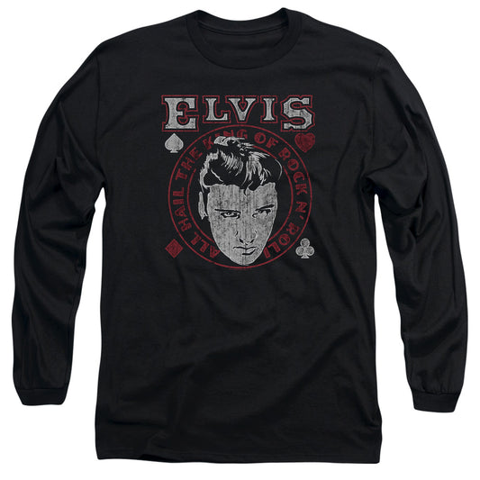Elvis Presley Hail the King Mens Long Sleeve Shirt Black