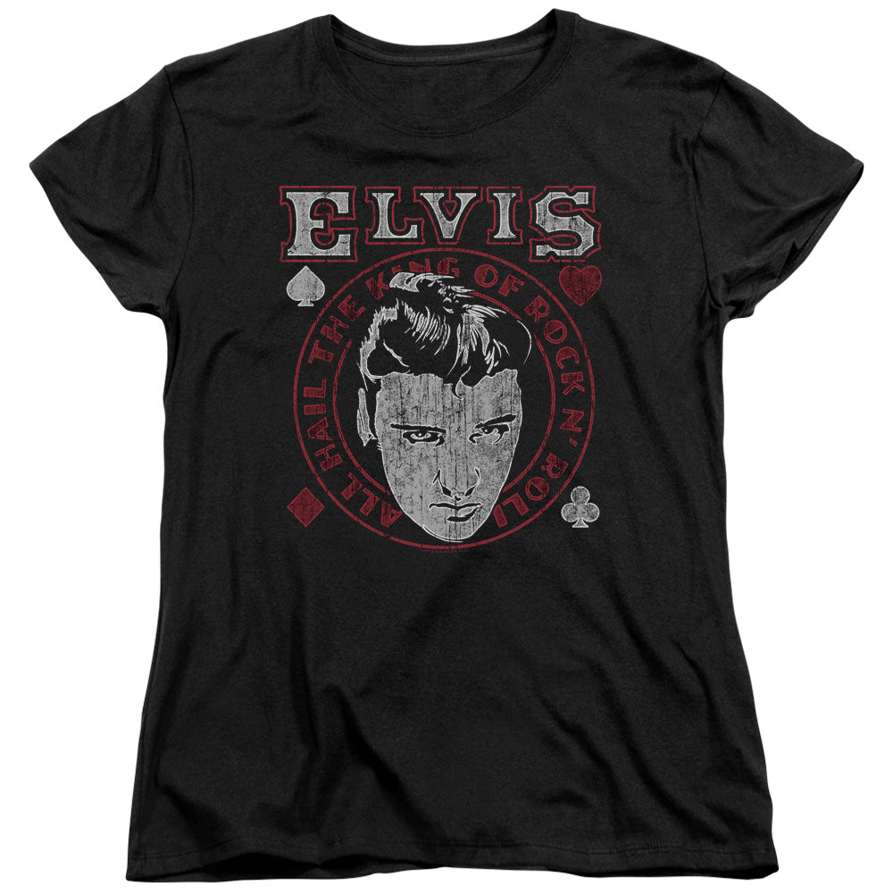 Elvis Presley Hail the King Womens T Shirt Black