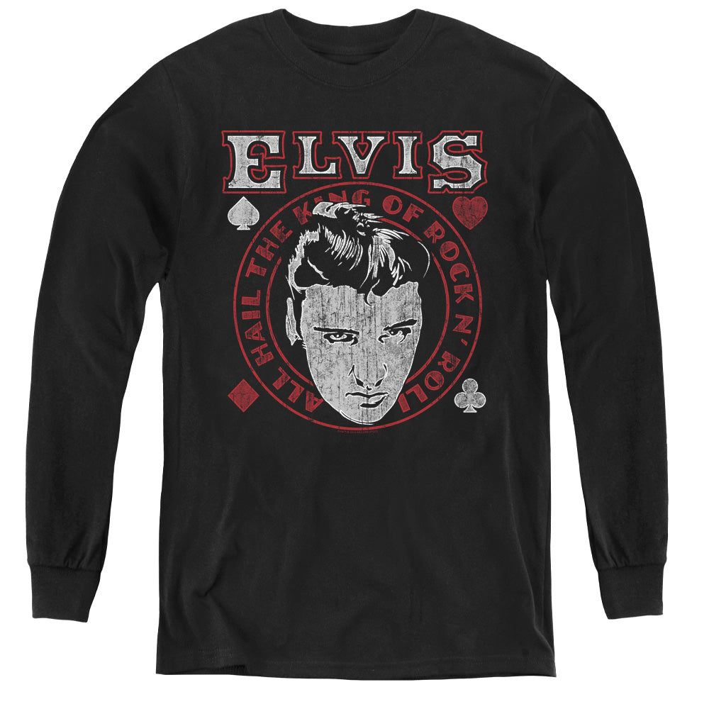 Elvis Presley Hail the King Long Sleeve Kids Youth T Shirt Black