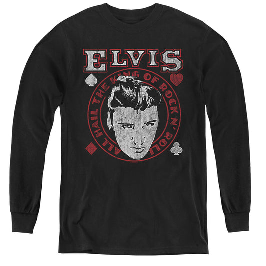 Elvis Presley Hail the King Long Sleeve Kids Youth T Shirt Black