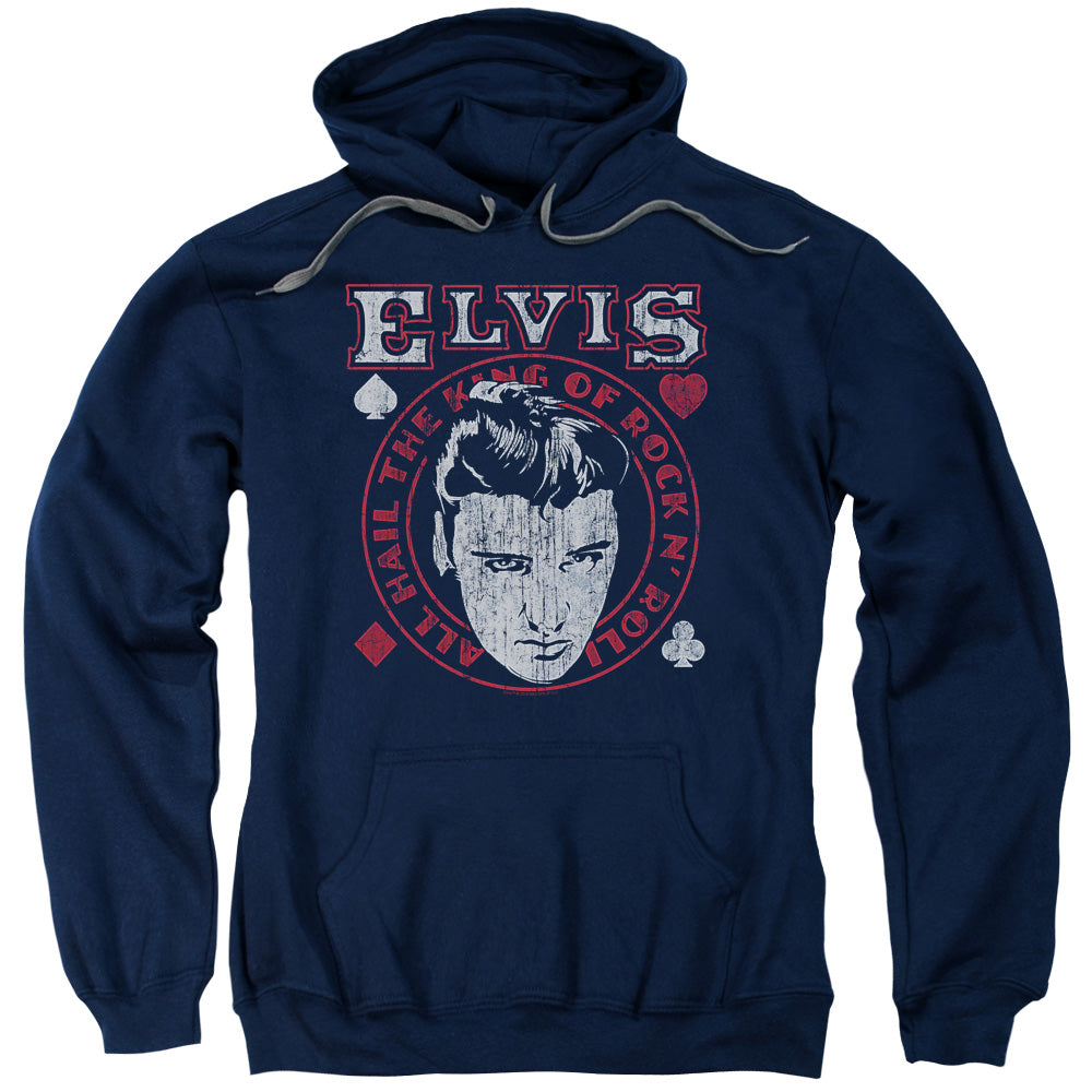 Elvis Presley Hail the King Mens Hoodie Navy