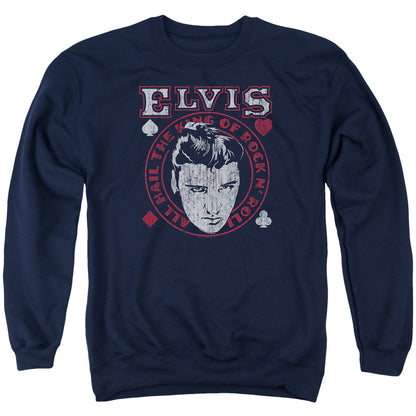 Elvis Presley Hail the King Mens Crewneck Sweatshirt Navy