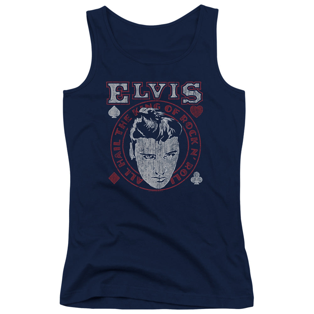 Elvis Presley Hail the King Womens Tank Top Shirt Navy