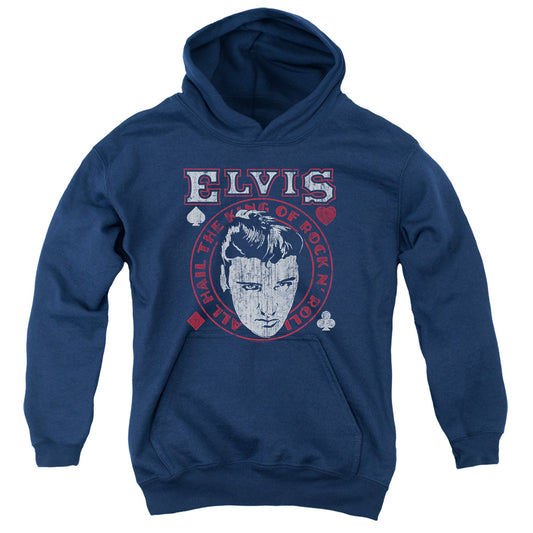 Elvis Presley Hail the King Kids Youth Hoodie Navy