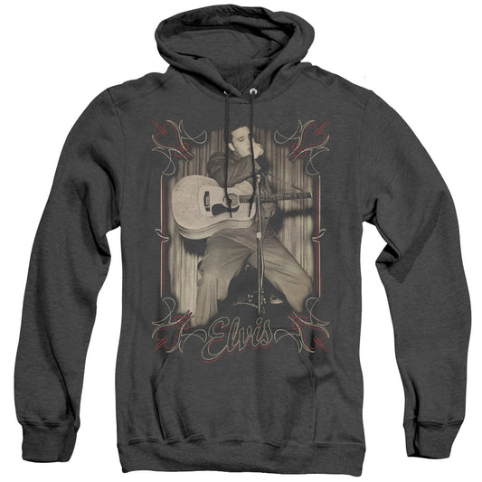 Elvis Presley Elvis Pinstripes Mens Heather Hoodie Black Officially Licensed