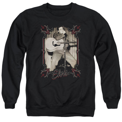 Elvis Presley Elvis Pinstripes Mens Crewneck Sweatshirt Black