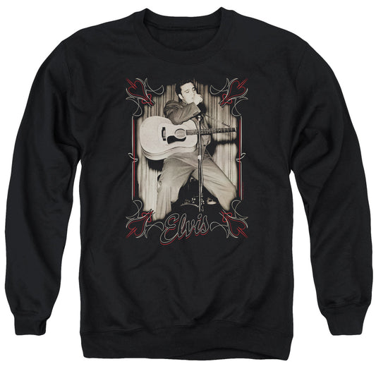 Elvis Presley Elvis Pinstripes Mens Crewneck Sweatshirt Black