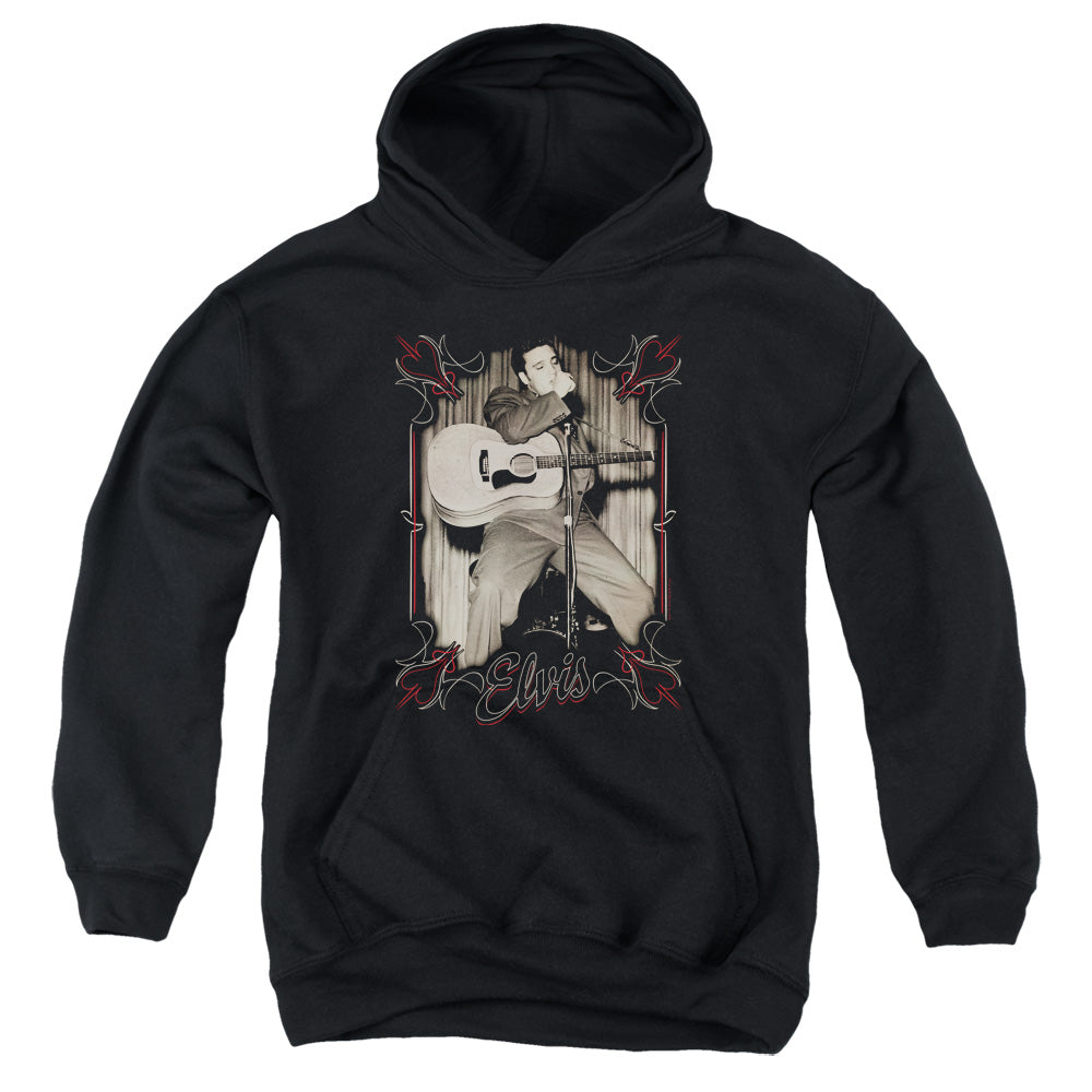Elvis Presley Elvis Pinstripes Kids Youth Hoodie Black