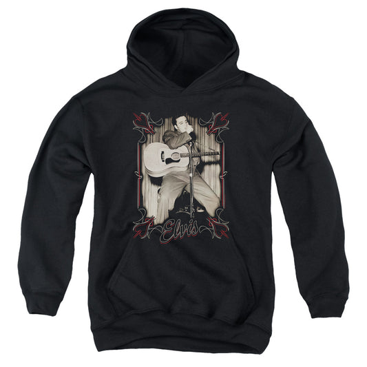 Elvis Presley Elvis Pinstripes Kids Youth Hoodie Black