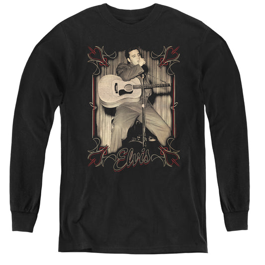 Elvis Presley Elvis Pinstripes Long Sleeve Kids Youth T Shirt Black