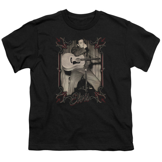 Elvis Presley Elvis Pinstripes Kids Youth T Shirt Black