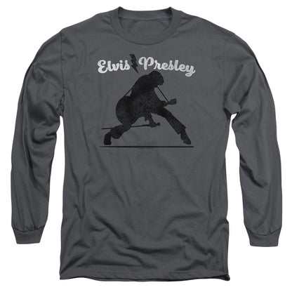 Elvis Presley Overprint Mens Long Sleeve Shirt Charcoal