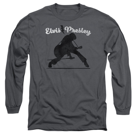 Elvis Presley Overprint Mens Long Sleeve Shirt Charcoal