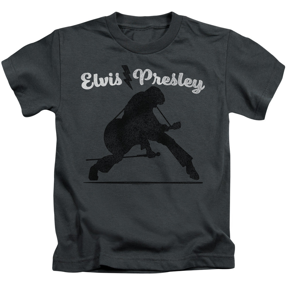 Elvis Presley Overprint Juvenile Kids Youth T Shirt Charcoal 