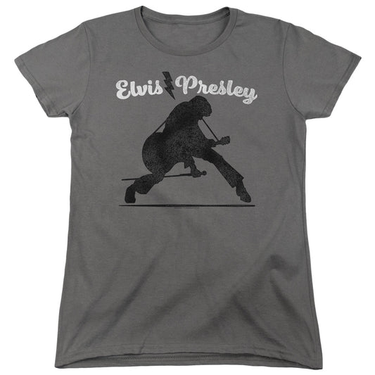 Elvis Presley Overprint Womens T Shirt Charcoal