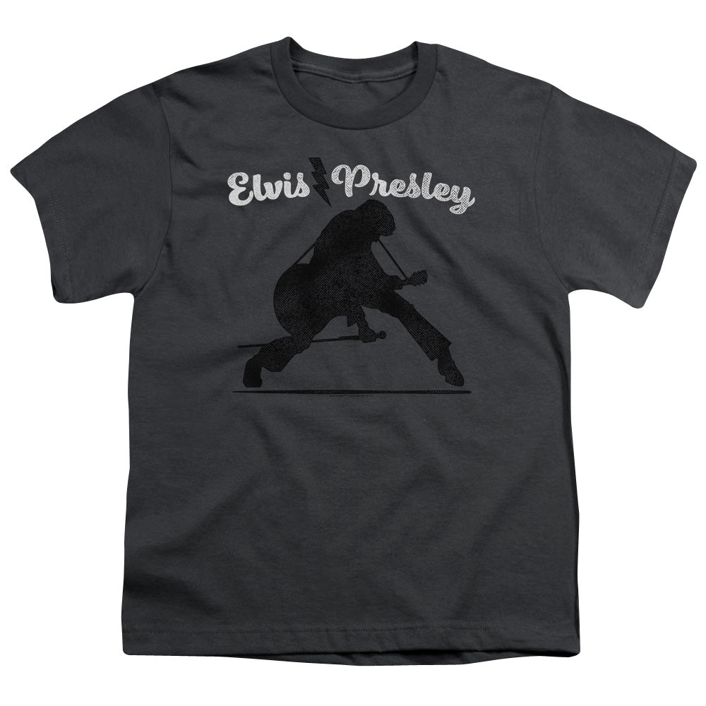Elvis Presley Overprint Kids Youth T Shirt Charcoal