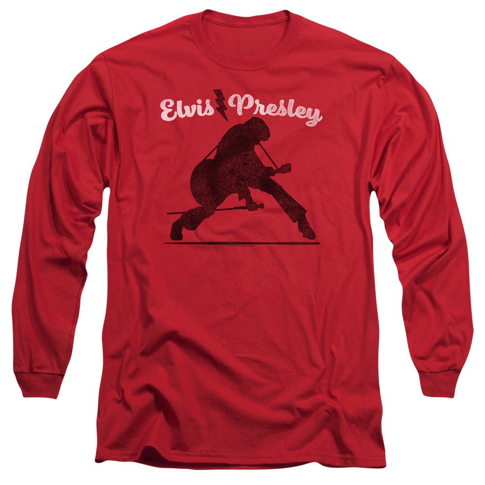 Elvis Presley Overprint Mens Long Sleeve Shirt Red