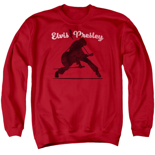 Elvis Presley Overprint Mens Crewneck Sweatshirt Red