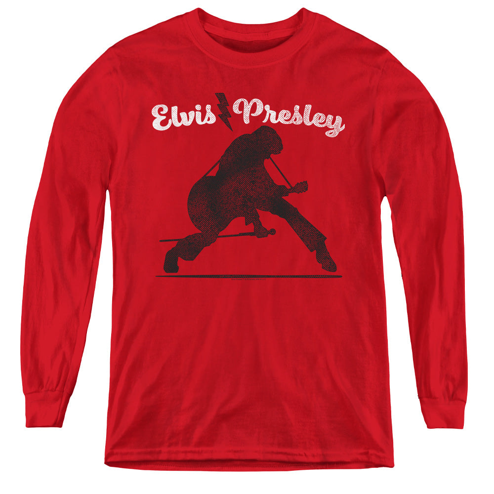 Elvis Presley Overprint Long Sleeve Kids Youth T Shirt Red