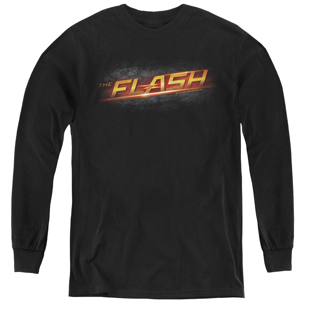 The Flash Logo Long Sleeve Kids Youth T Shirt Black