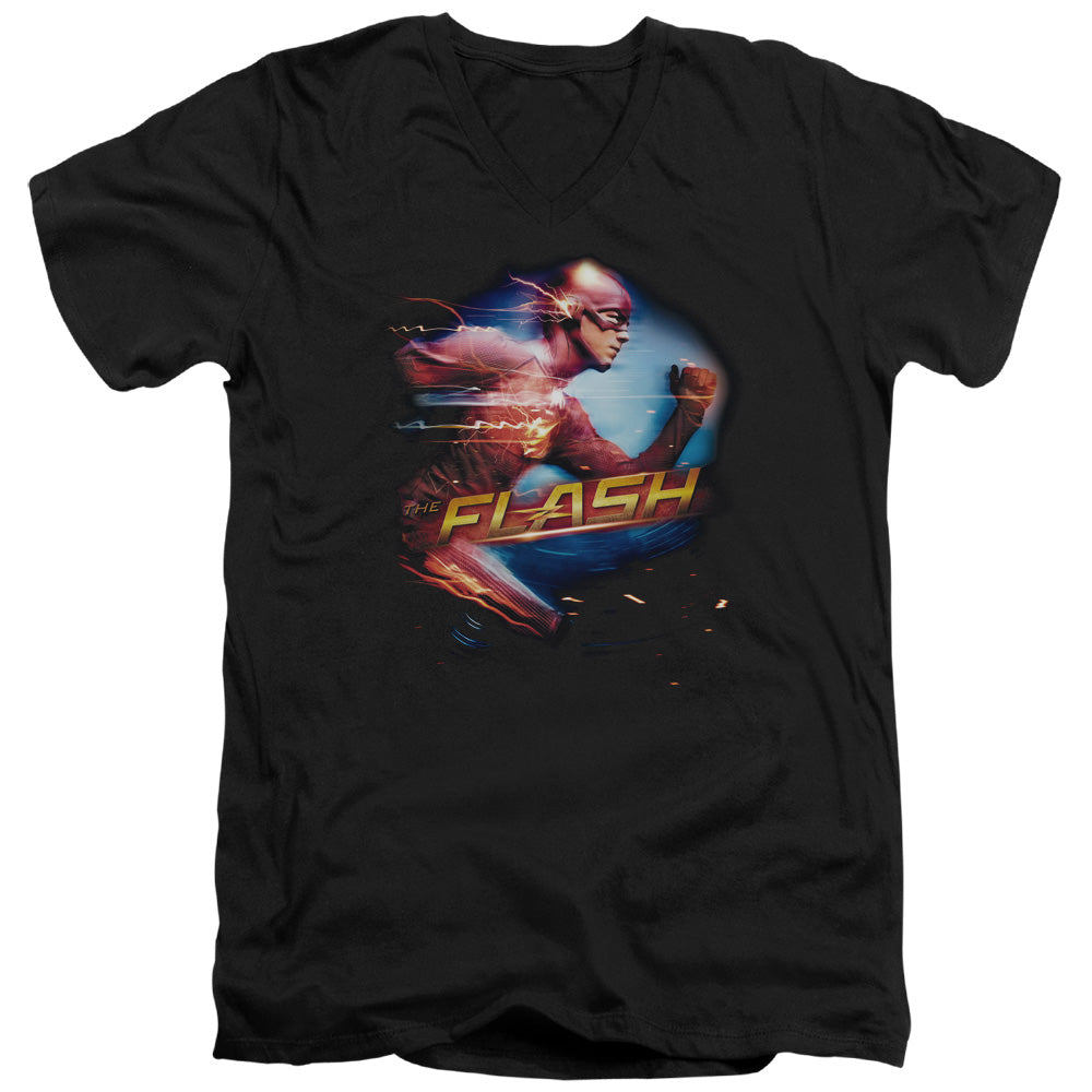 The Flash Fastest Man Mens Slim Fit V-Neck T Shirt Black