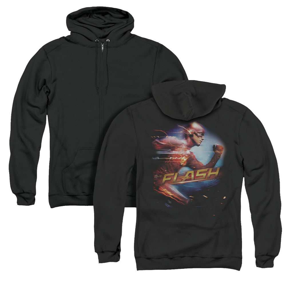 The Flash Fastest Man Back Print Zipper Mens Hoodie Black