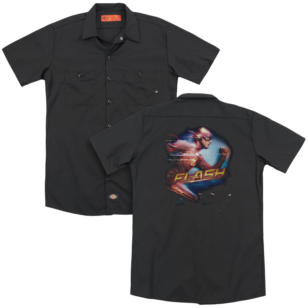 The Flash Fastest Manback Print Mens Work Shirt Black