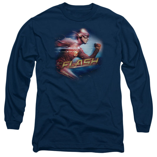 The Flash Fastest Man Mens Long Sleeve Shirt Navy