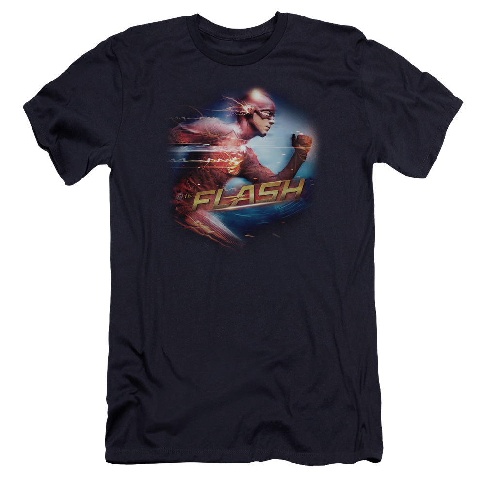 The Flash Fastest Man Premium Bella Canvas Slim Fit Mens T Shirt Navy