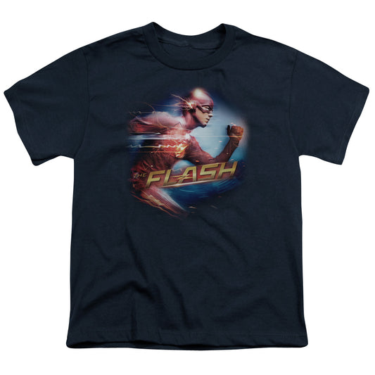 The Flash Fastest Man Kids Youth T Shirt Navy