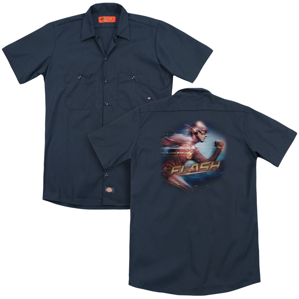 The Flash Fastest Manback Print Mens Work Shirt Navy