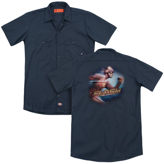 The Flash Fastest Manback Print Mens Work Shirt Navy