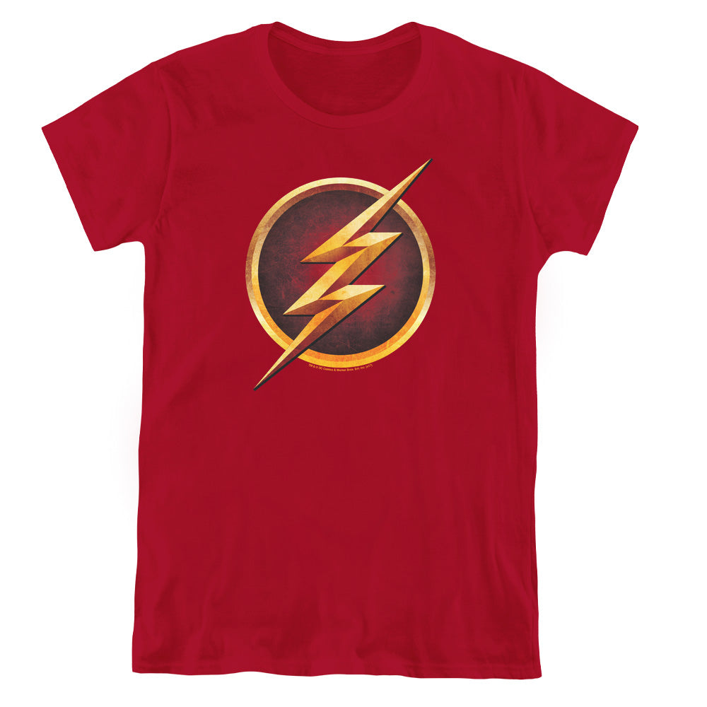 The Flash Chest Logo Womens T Shirt Cardinal