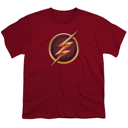 The Flash Chest Logo Kids Youth T Shirt Cardinal