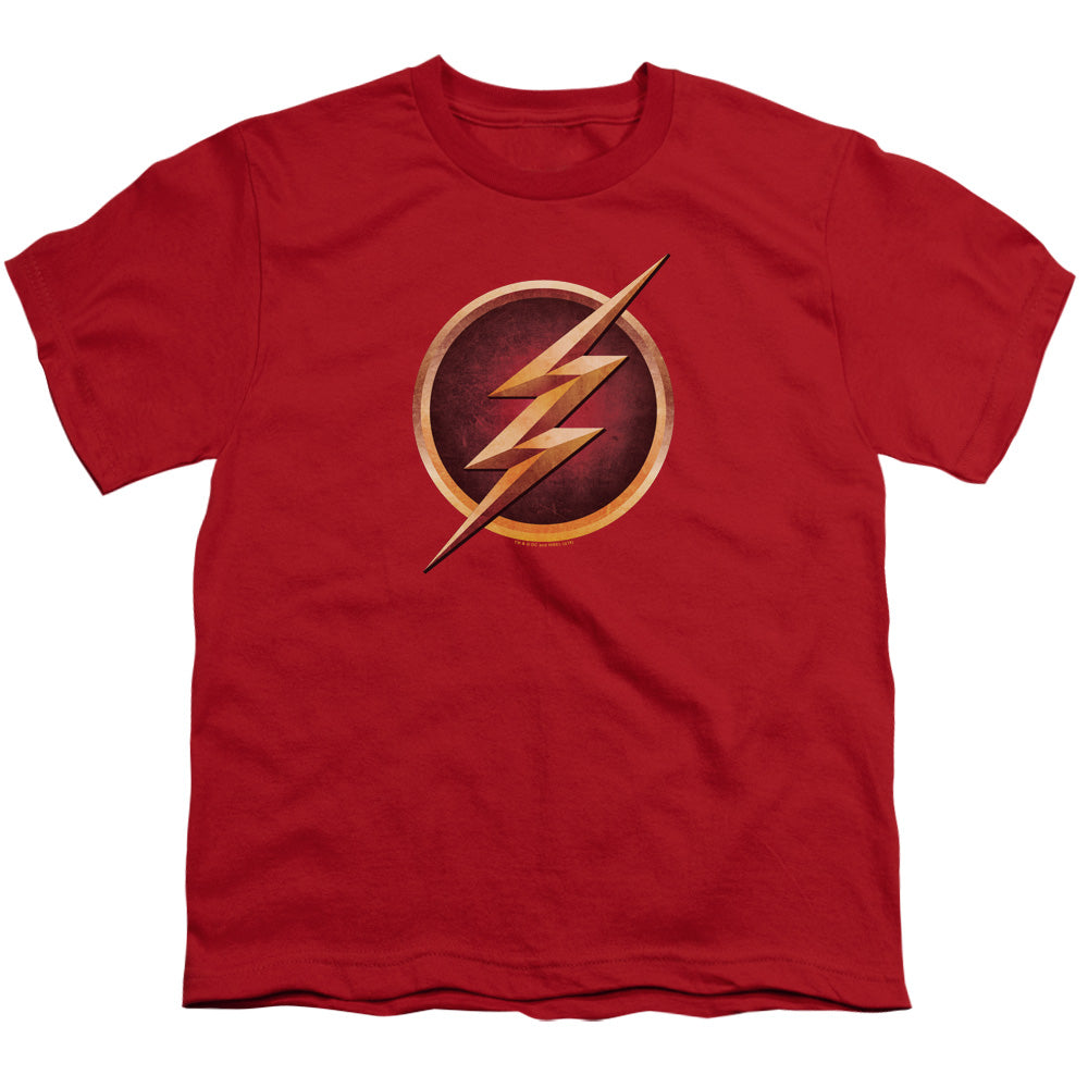 The Flash Chest Logo Kids Youth T Shirt Red