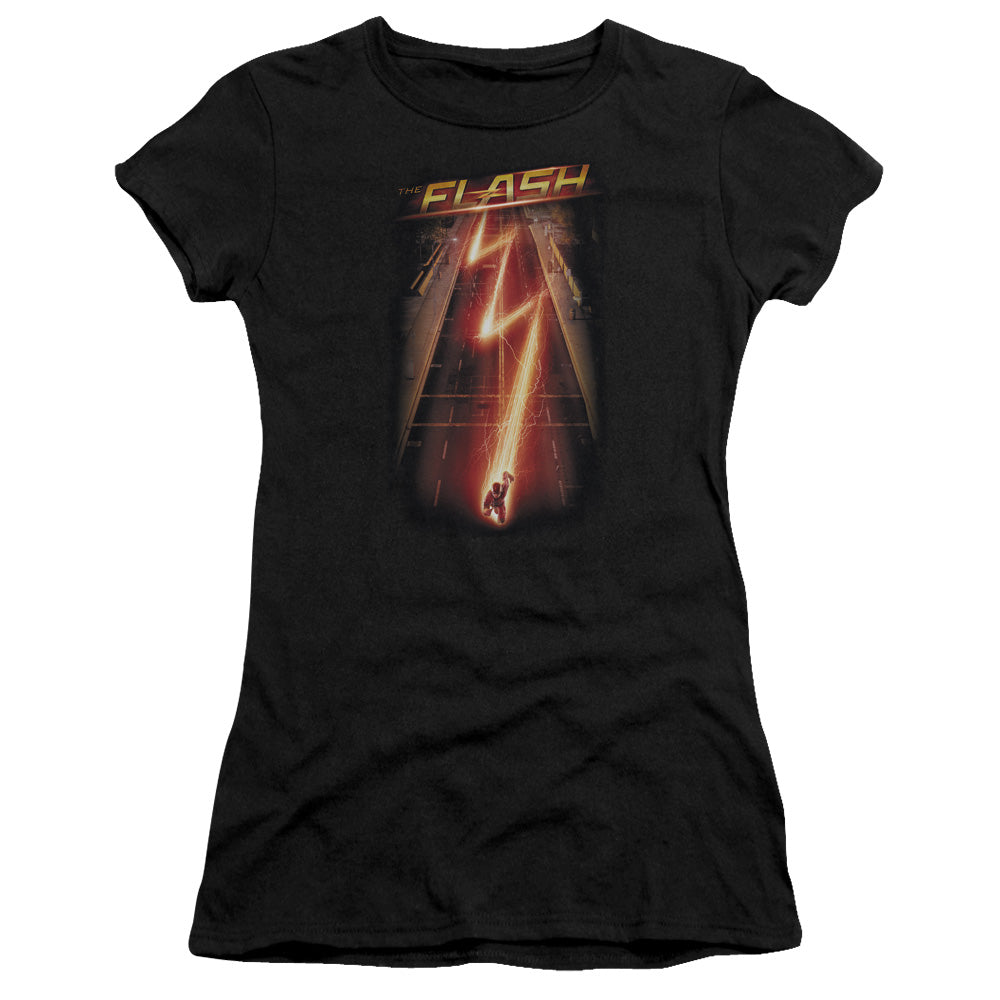 The Flash Flash Ave Junior Sheer Cap Sleeve Womens T Shirt Black