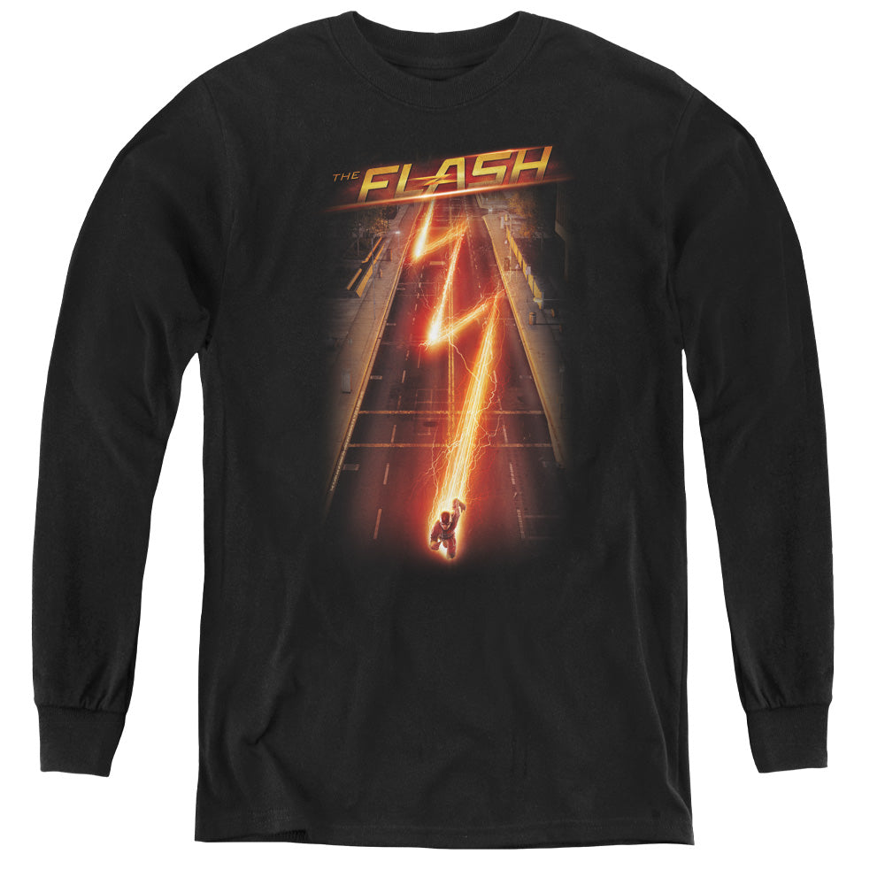 The Flash Flash Ave Long Sleeve Kids Youth T Shirt Black