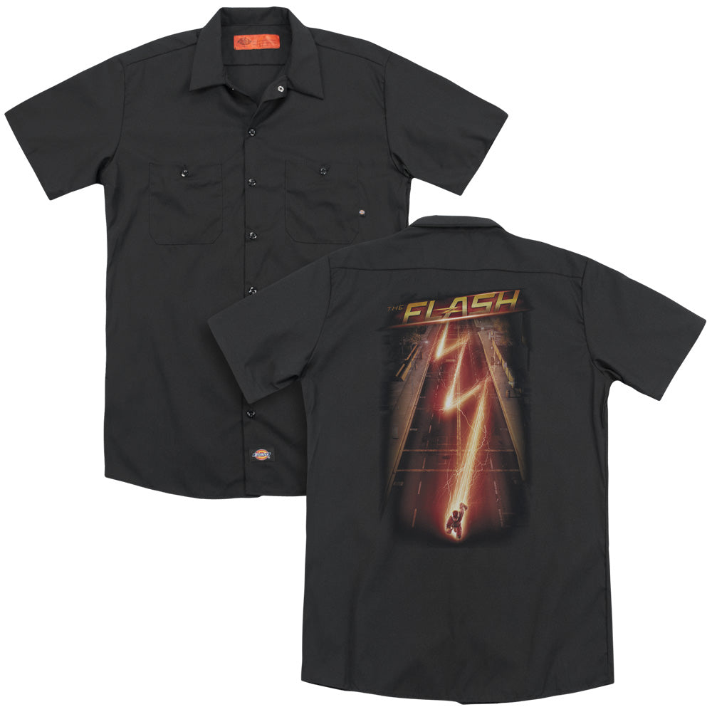 The Flash Flash Aveback Print Mens Work Shirt Black