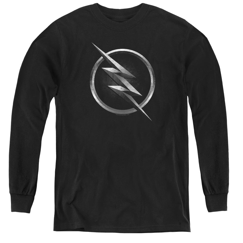 Flash Zoom Logo Long Sleeve Kids Youth T Shirt Black