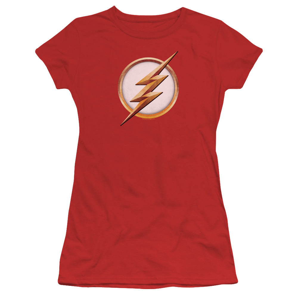 Flash Season 4 Logo Junior Sheer Cap Sleeve Womens T Shirt Red