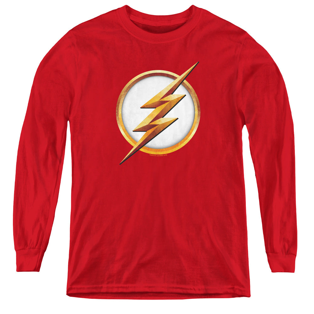 Flash Season 4 Logo Long Sleeve Kids Youth T Shirt Red