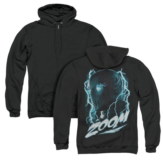 Flash Zoom Back Print Zipper Mens Hoodie Black