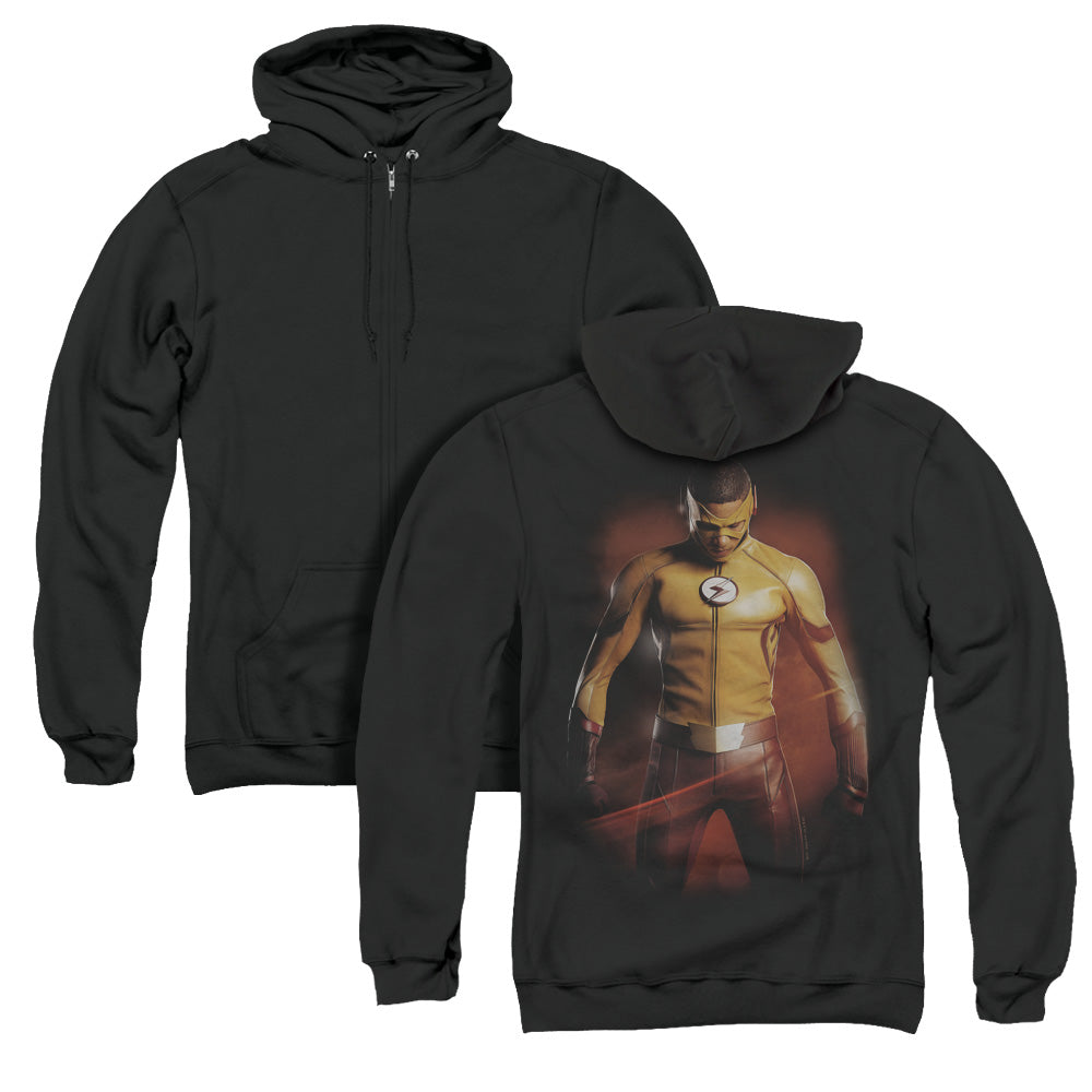 Flash Kid Flash Back Print Zipper Mens Hoodie Black