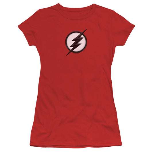 Flash Jesse Quick Logo Junior Sheer Cap Sleeve Womens T Shirt Red