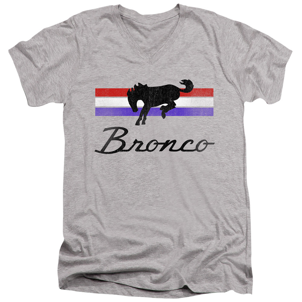 Ford Bronco Bronco Stripes Mens Slim Fit V-Neck T Shirt Athletic Heather