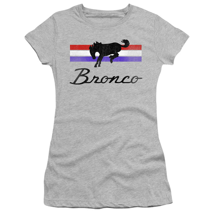 Ford Bronco Bronco Stripes Junior Sheer Cap Sleeve Womens T Shirt Athletic Heather