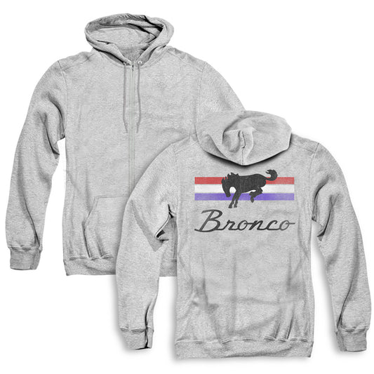 Ford Bronco Bronco Stripes (Front Back Print) Adult Zipper Hoodie Athletic Heather